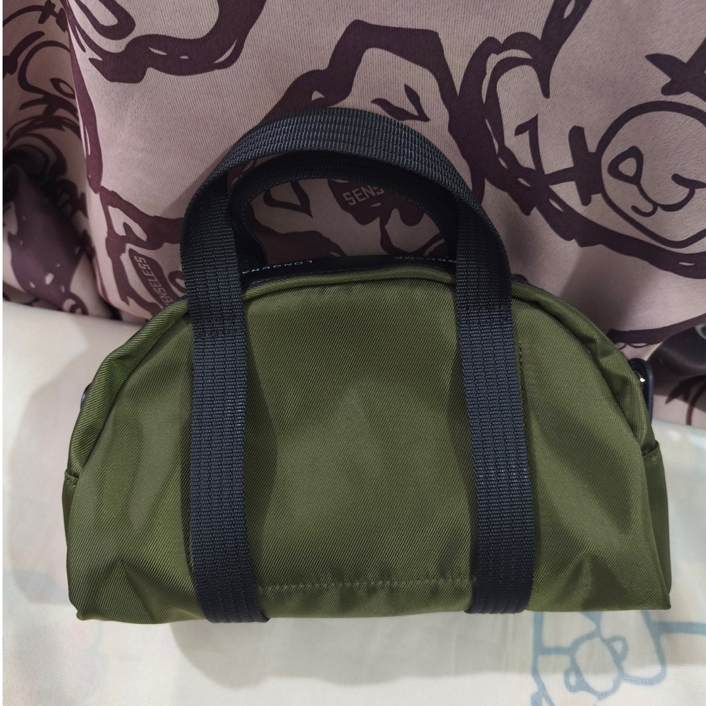 Longchamp Olive Green Canvas Belt Bag with Black Webbing - Picture 5 of 9